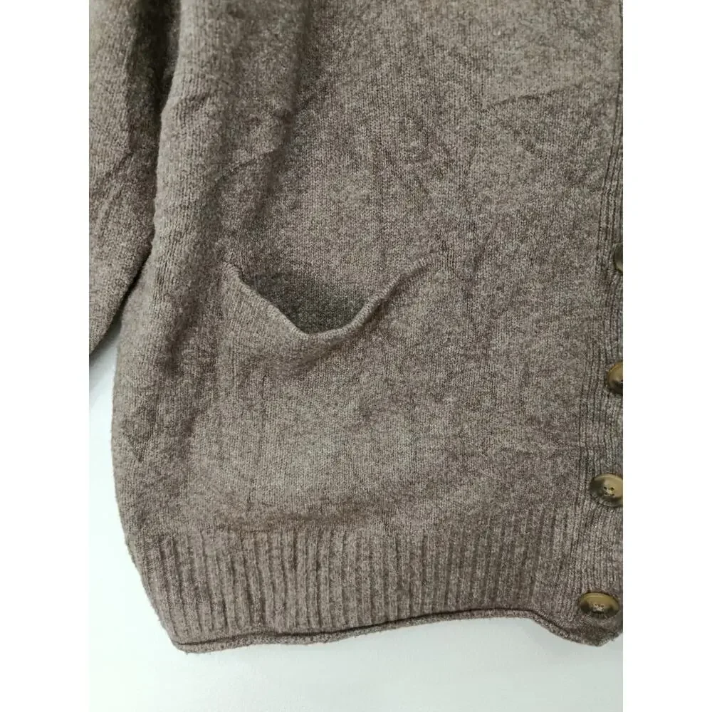 Lucky Brand Women's Sweater Slouchy V-Neck Cardigan Grandpa Brown Size XL NWOT